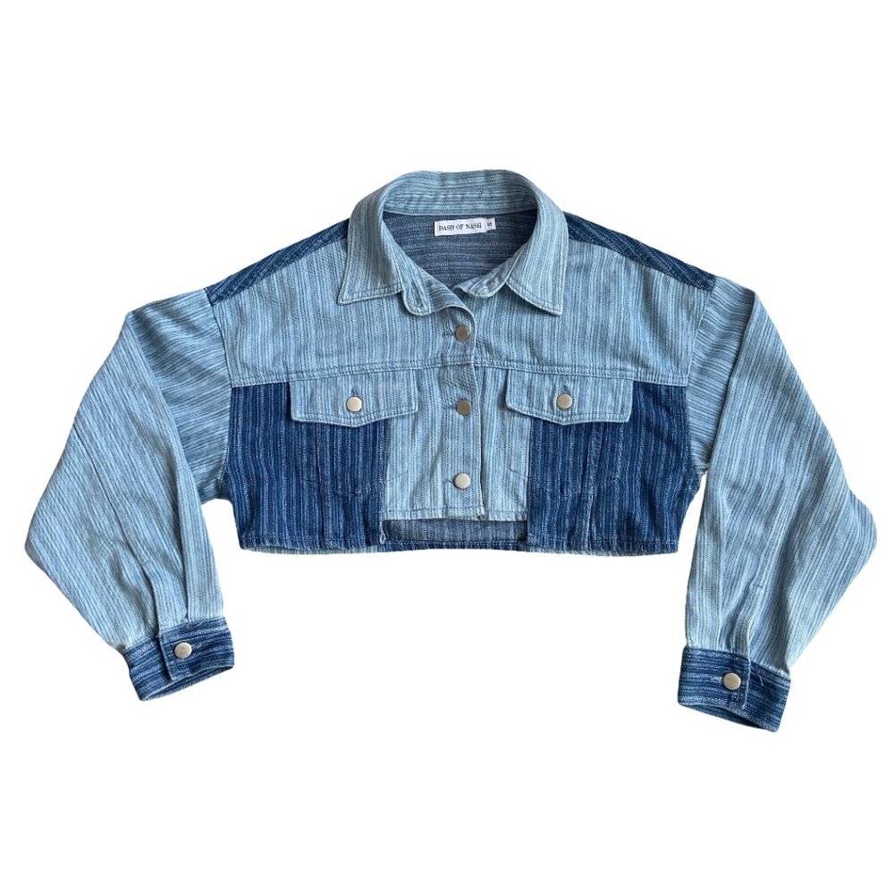 DASH OF NASH Jean Bolero Jacket Light and Dark Wash 100% Cotton Denim Size S